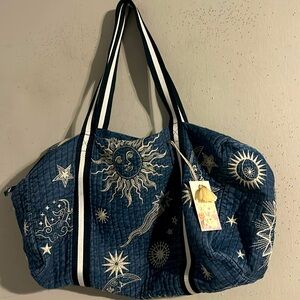 Johnny Was Andromeda Quilted Duffle Bag. Denim NWT